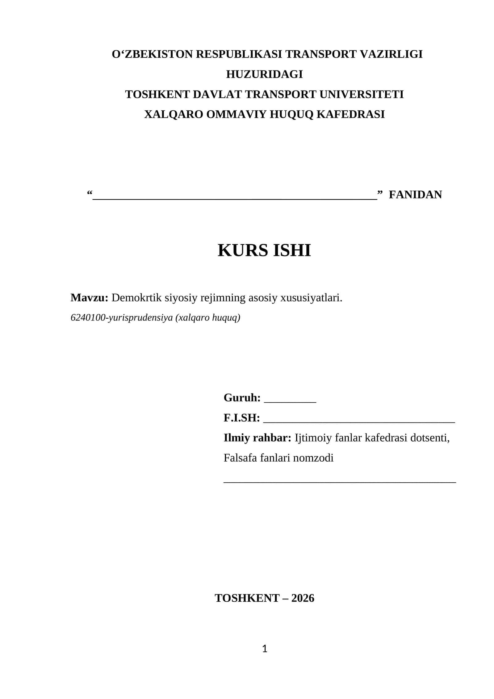 Demokrtik siyosiy rejimning asosiy xususiyatlаri