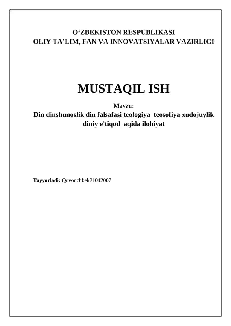 Dinshunoslik va Din Falsafasi: Asosiy Tushunchalar