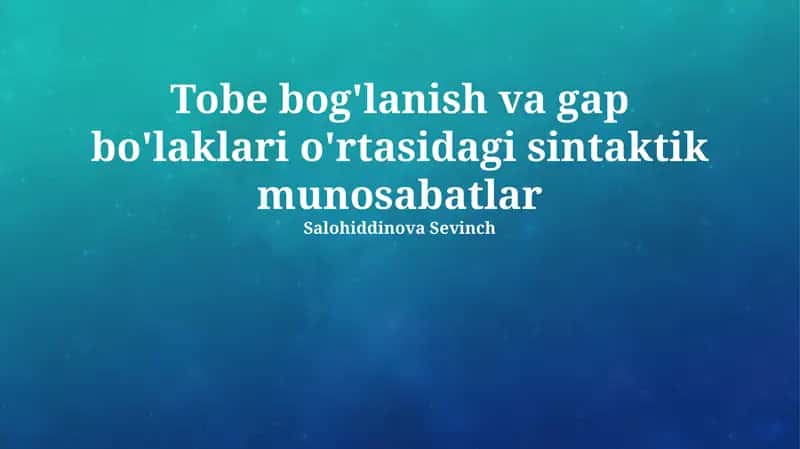 Mavzuning dolzarbligi