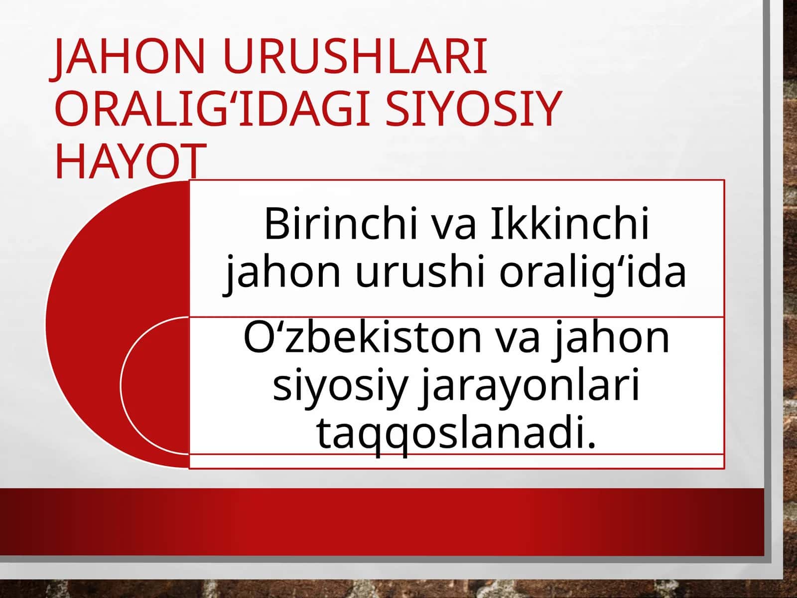 Jahon urushlari oralig'i dash yosi hayot