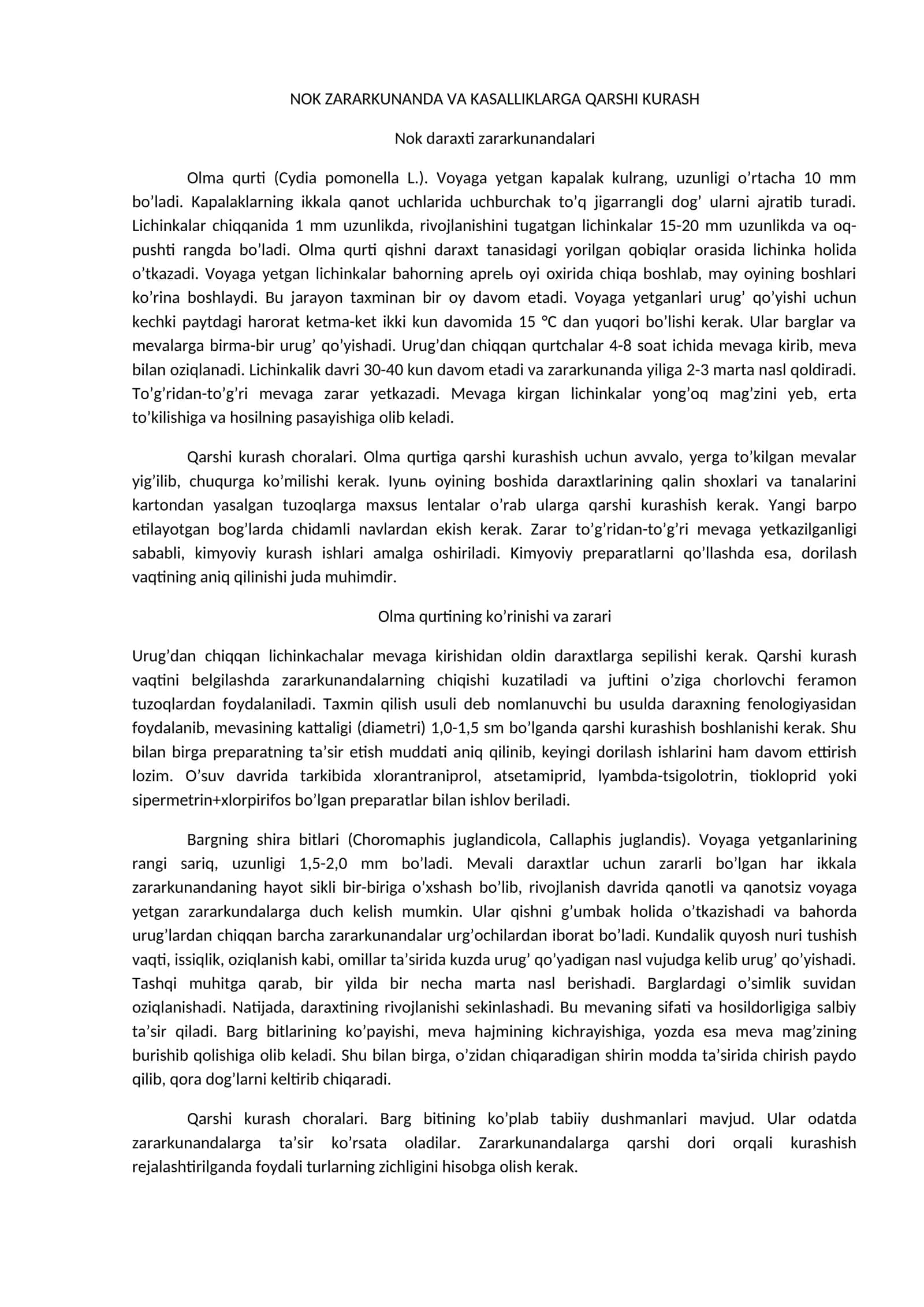 Nok daraxti zararkunandalari