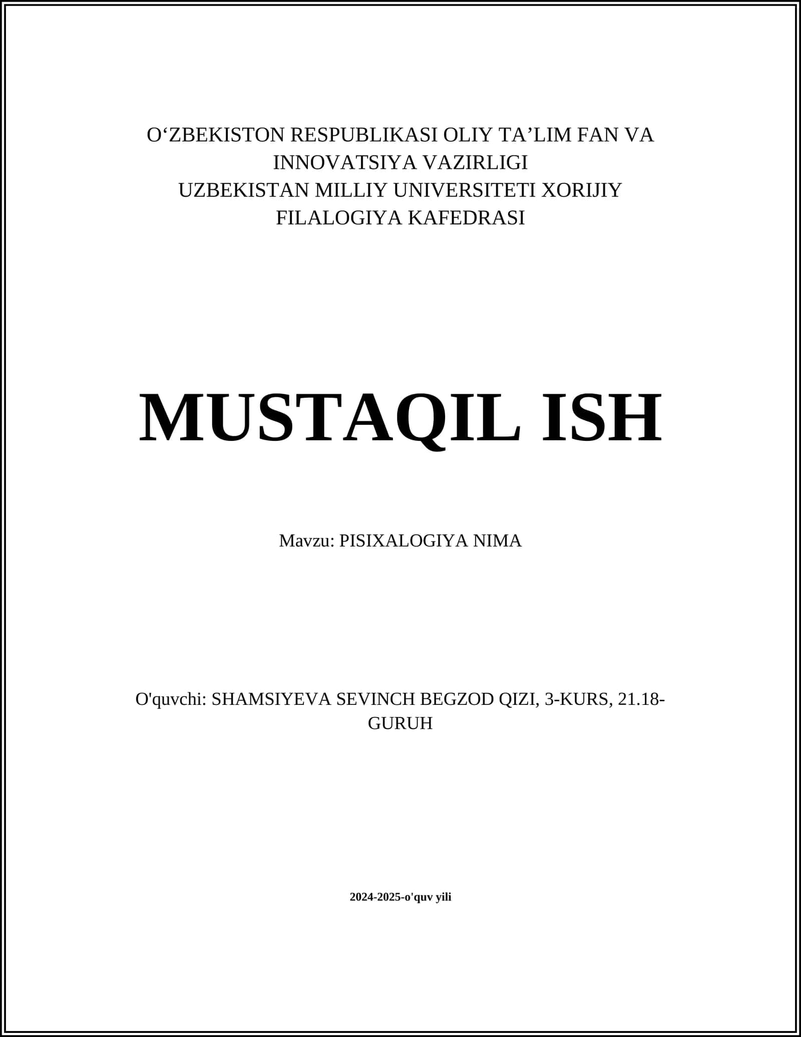 PISIXALOGIYA NIMA