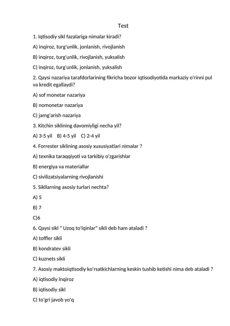 Iqtisodiy Sikl Fazalari