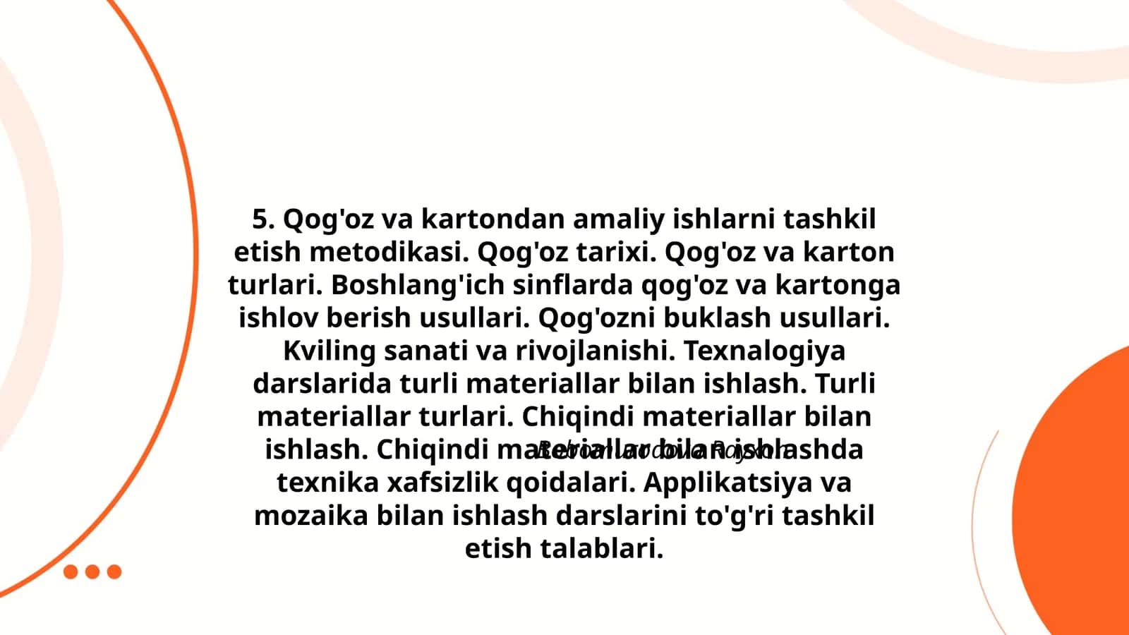 Qog'oz va kartondan amaliy ishlarni tashkil etish metodikasi