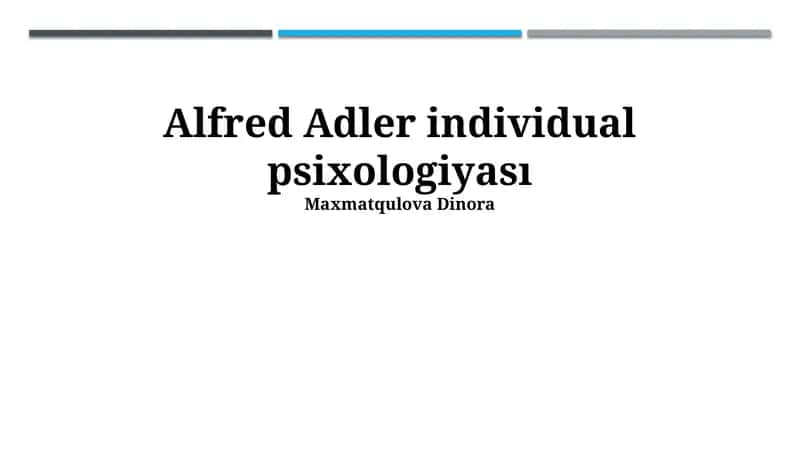 Alfred Adler individual psixologiyasi