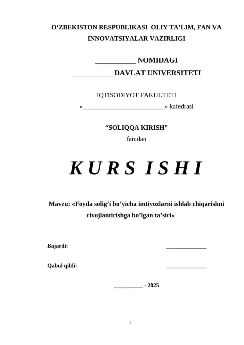 Foyda solig’i bo’yicha imtiyozlarni ishlab chiqarishni rivojlantirishga bo’lgan ta’siri