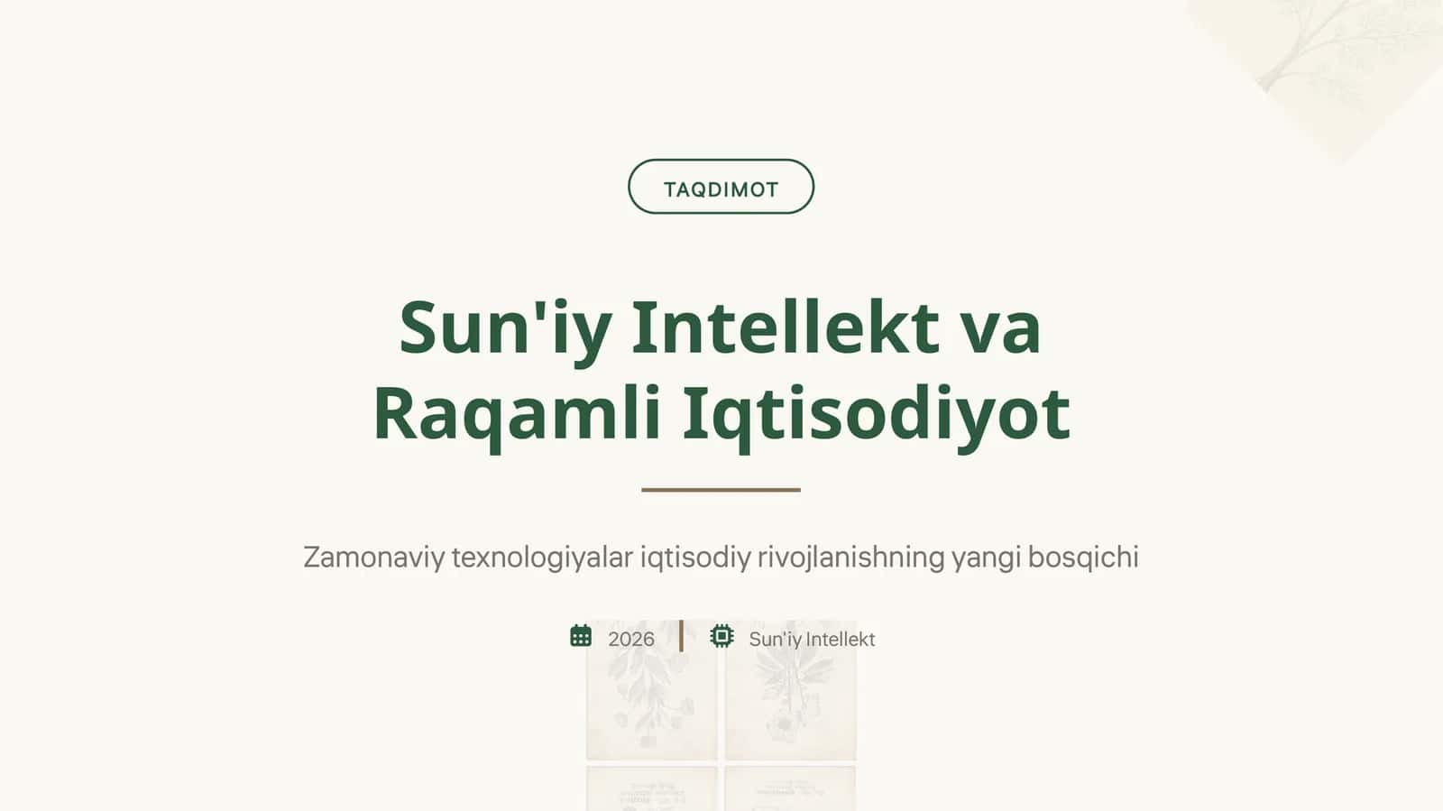 Sunʼiy intellekt va Raqamli Iqtisodiyot