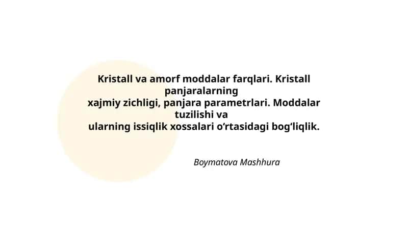 Kristall va amorf moddalar farqlari