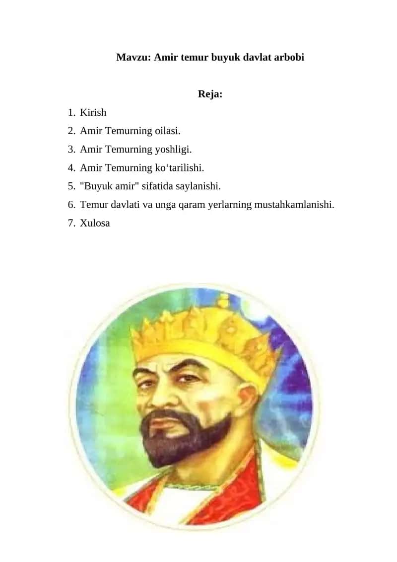 Amir temur buyuk davlat arbobi
