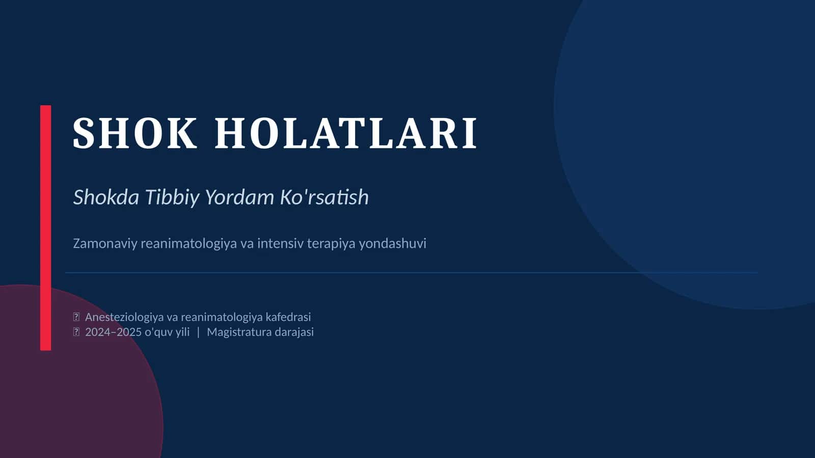 SHOK HOLATLARI