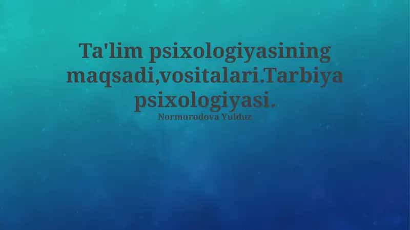 Tarbiya psixologiyasi