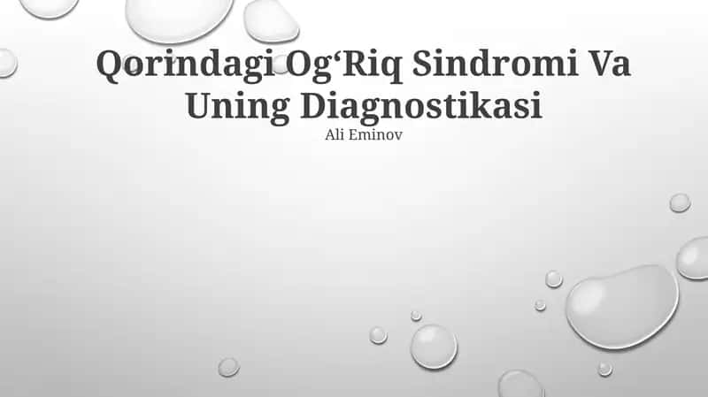 Qorindagi OgʻRiq Sindromi Va Uning Diagnostikasi