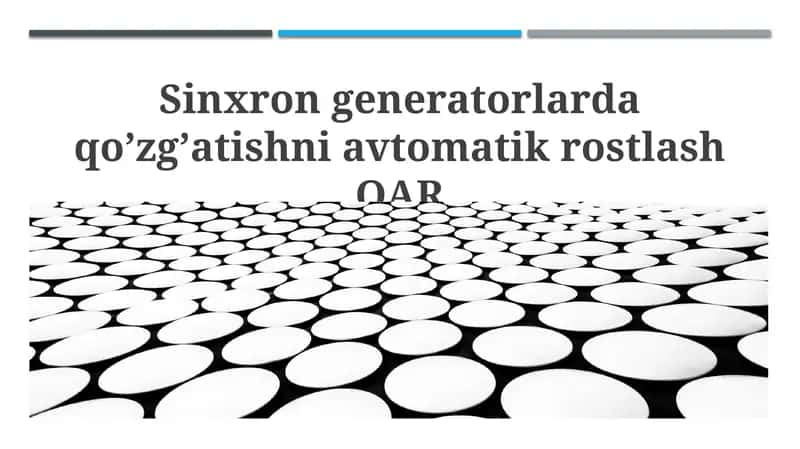 Sinxron generatorlarda qoʼzgʼatishni avtomatik rostlash