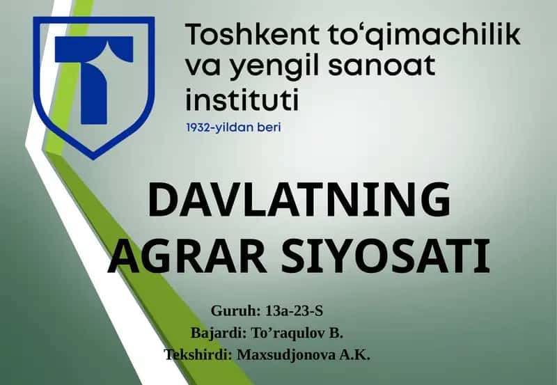 DAVLATNING AGRAR SIYOSATI