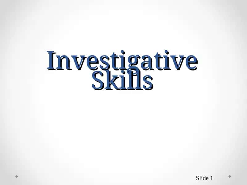 Scientific Enquiry Investigative Skills