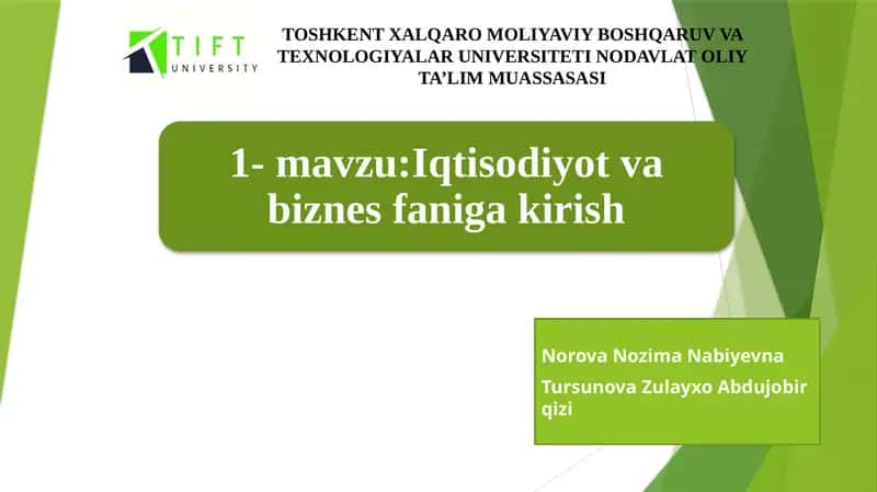 Iqtisodiyot va biznes