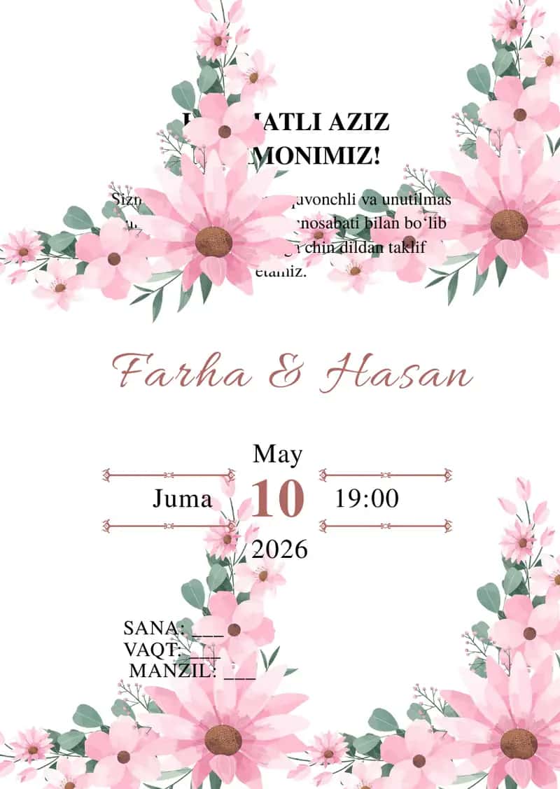 Taklifnoma shablon