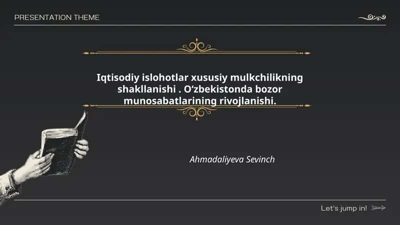 Iqtisodiy islohotlar xususiy mulkchilikning shakllanishi