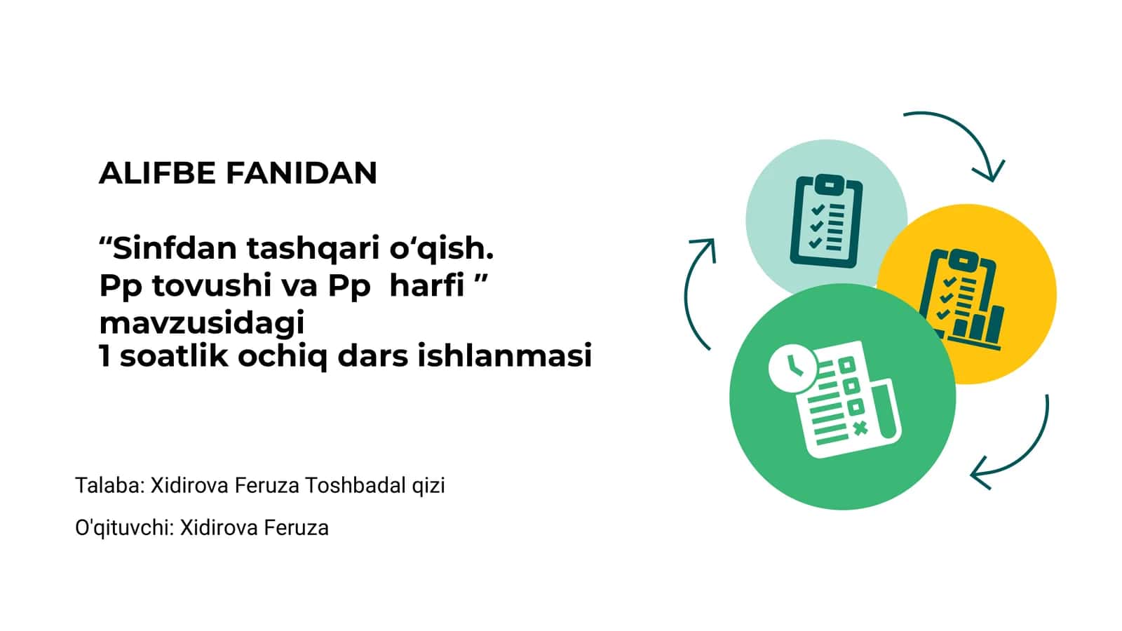 "Sinfdan tashqari o‘qish. Pp tovushi va Pp harfi" mavzusidagi