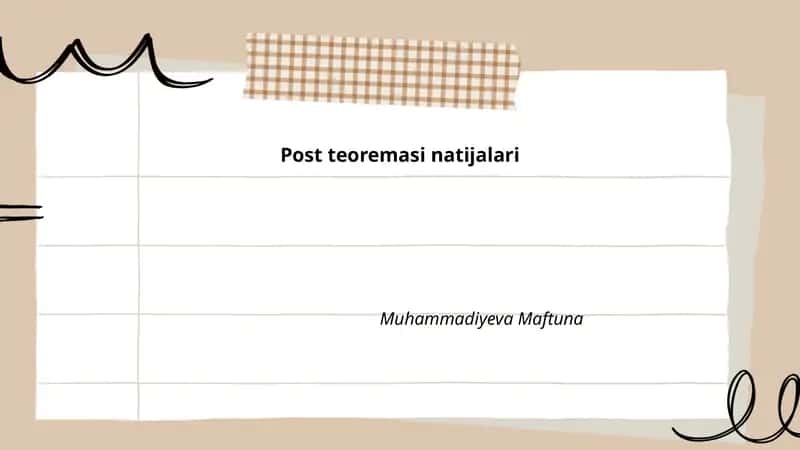 Post teoremasi natijalari