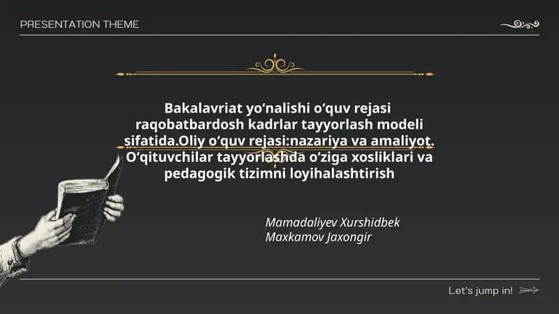 Bakalavriat yoʻnalishi oʻquv rejasi