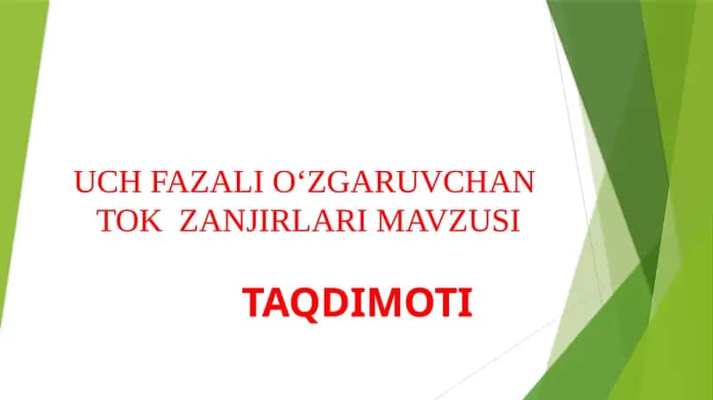 UCH FAZALIO‘ZGARUVCHANTOK ZANJIRLARI