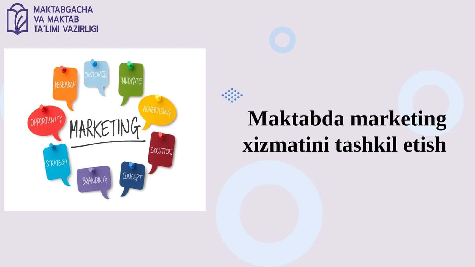Maktabda marketing xizmatini tashkil etish