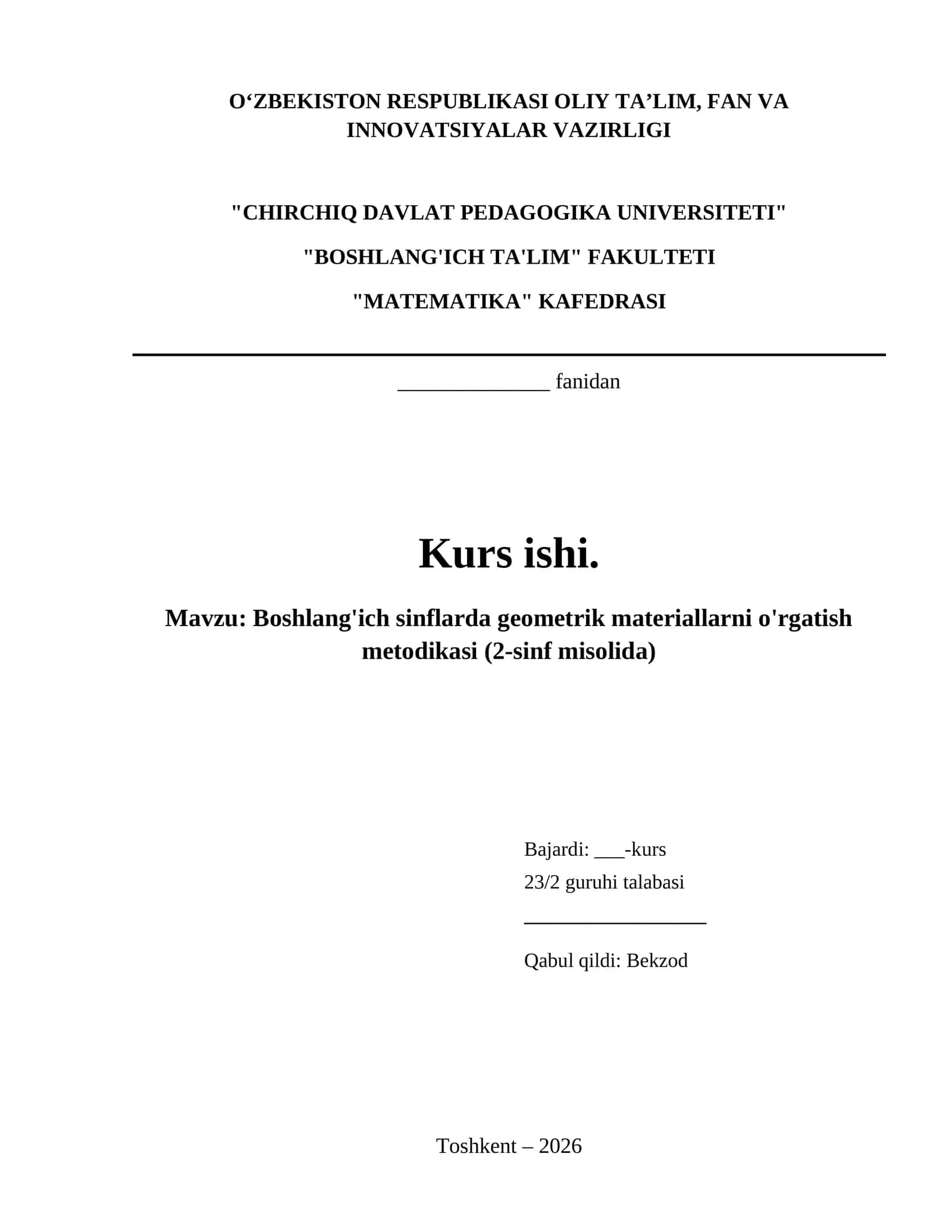 Boshlangʻich sinflarda geometrik materialni oʻrgatish metodikasi