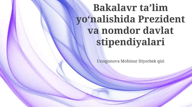 Bakalavr dasturlari uchun stipendiya turlari