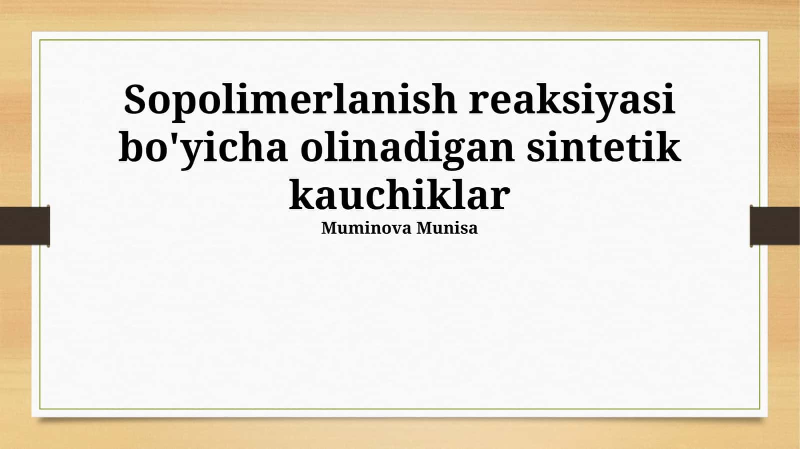 Sintetik Kauchuklarning Xossalari va Qo'llanilishi