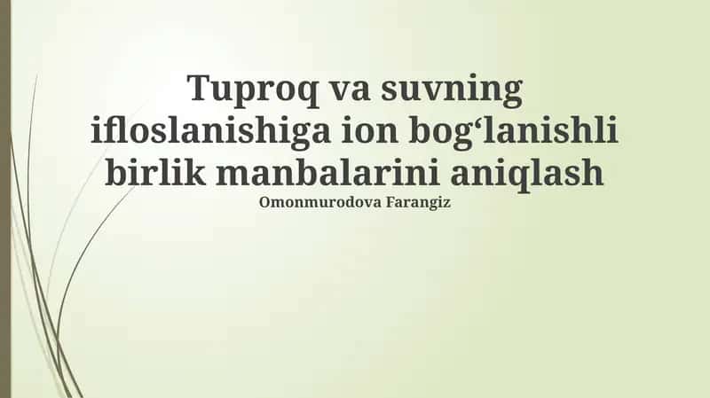 Ionli bog'lanish va ifloslanish