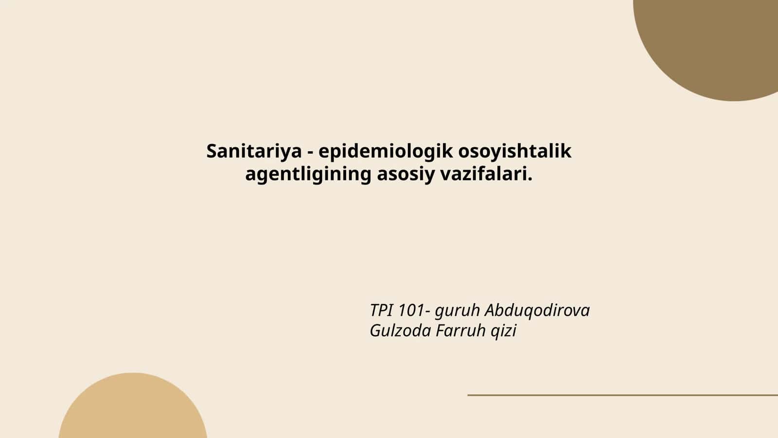 Sanitariya - epidemiologik osoyishtalik agentligining asosiy vazifalari