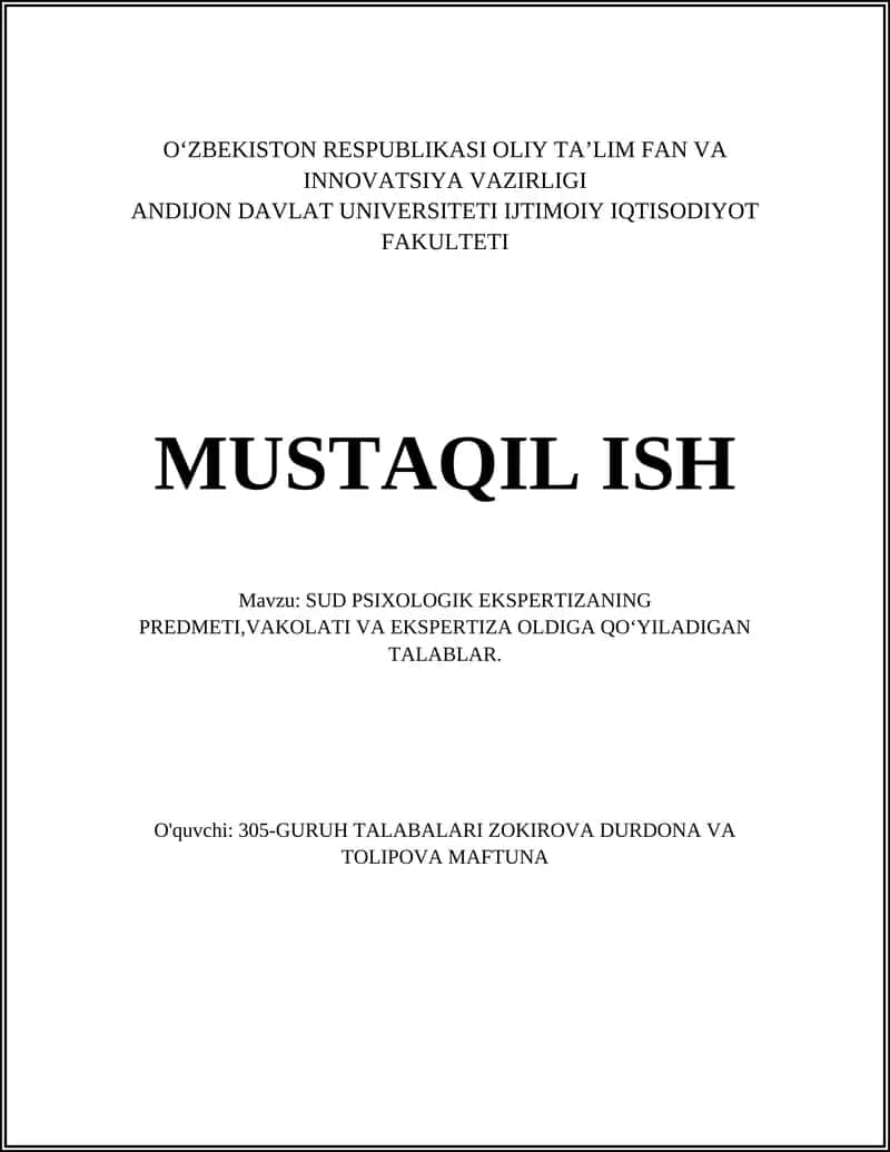 Sud psixologik ekspertizasi predmeti