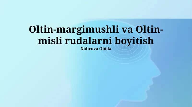 Oltin-margimushli va Oltin-misli rudalarni boyitish
