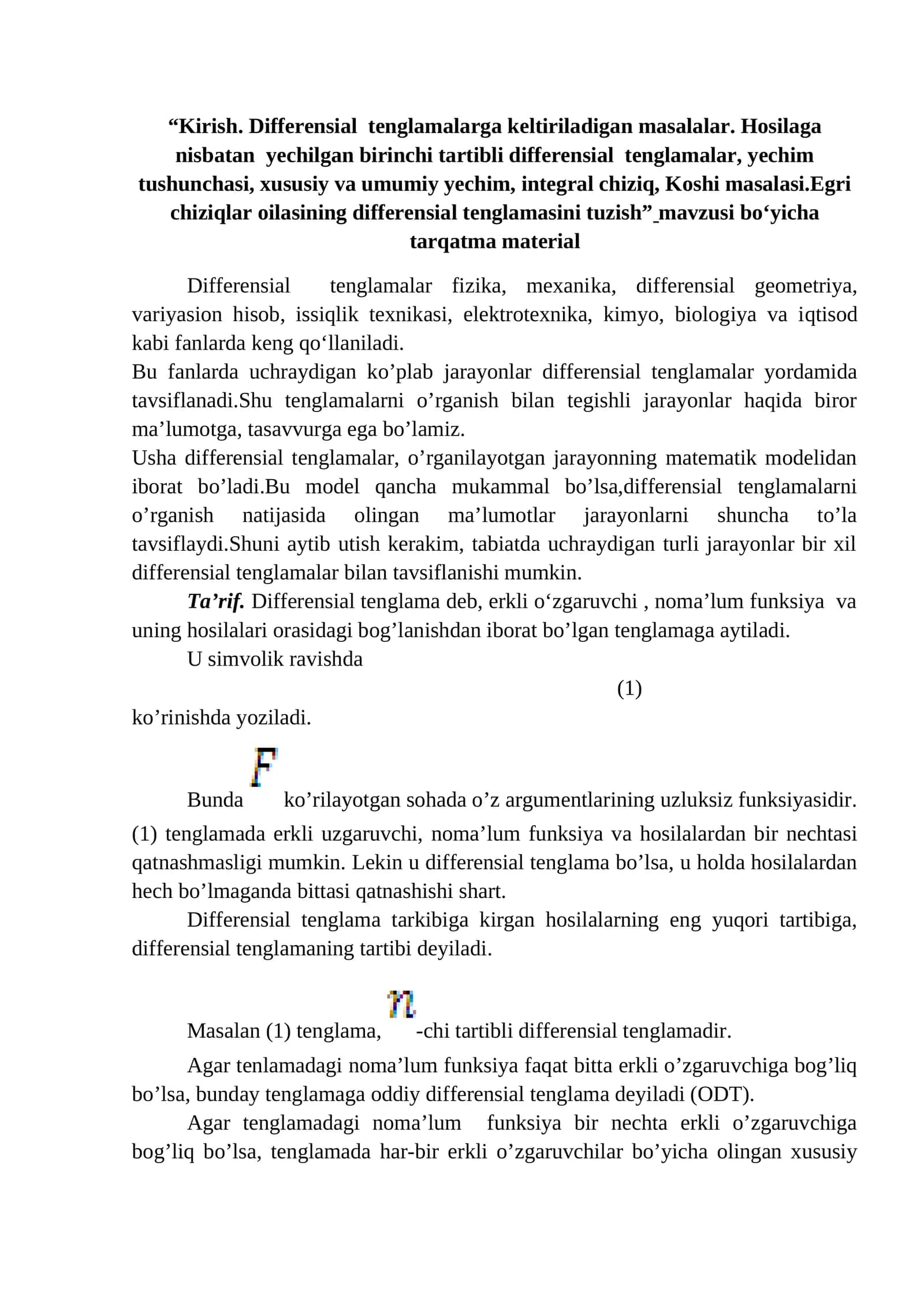 Differensial Tenglamalar