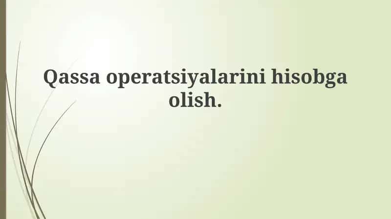 Qassa operatsiyalarini hisobga olish