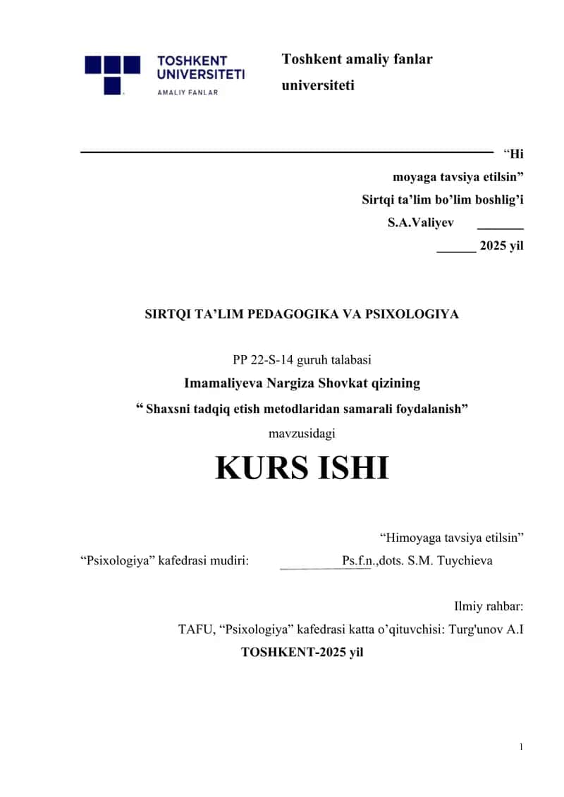 Shaxsni tadqiq etish metodlaridan samarali foydalanish