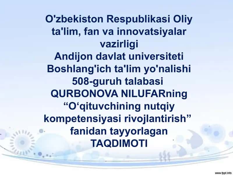 O‘qituvchi nutqining asosiy kommunikativ sifatlari