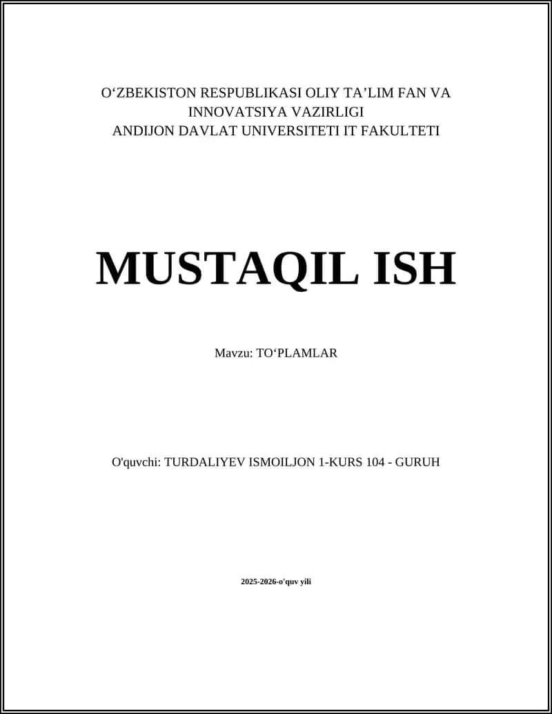 TOʻPLAMLAR