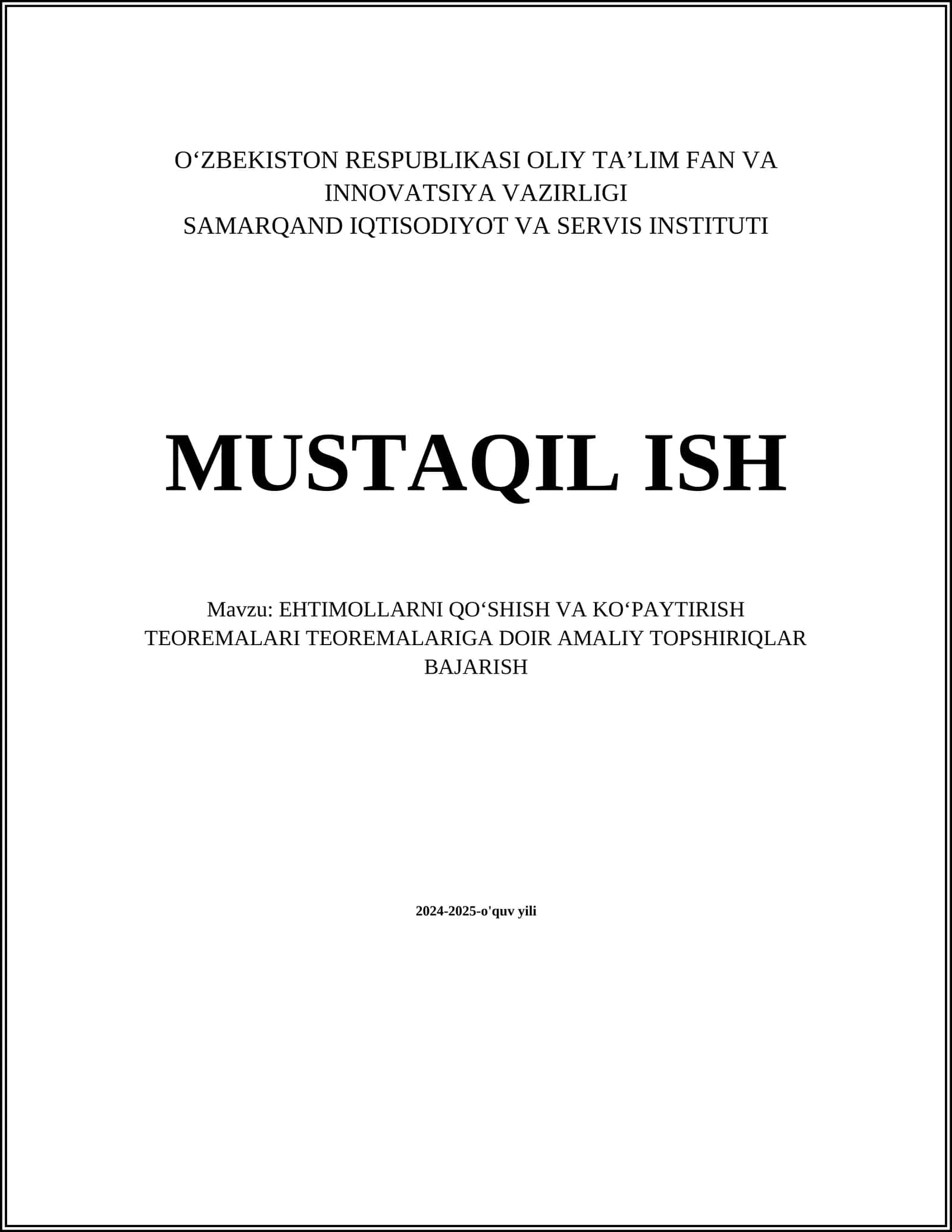 Ehtimollarni qo'shish va ko'paytirish teoremalari