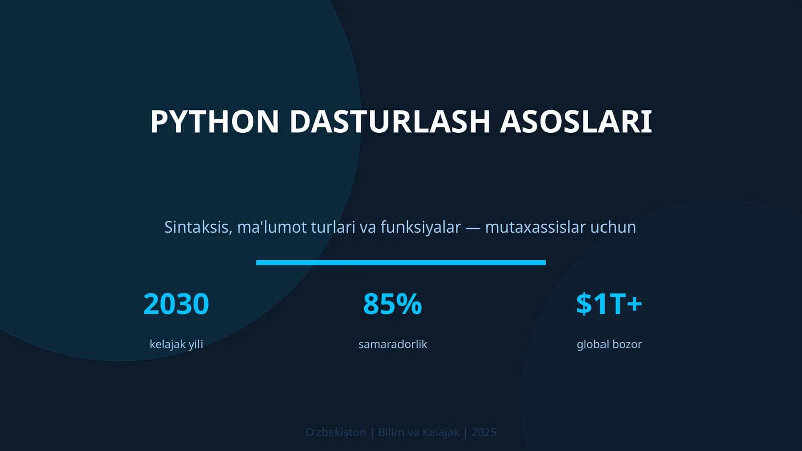 PYTHON DASTURLASH ASOSLARI