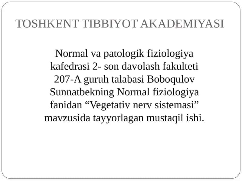 Vegetativ nerv sistemasi
