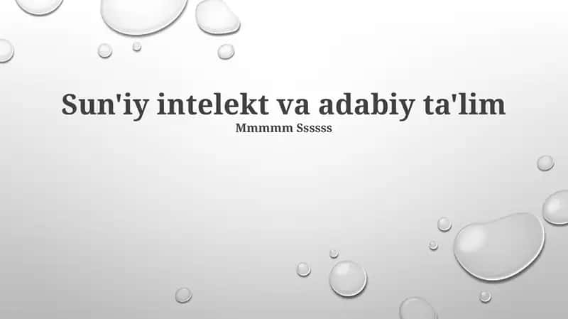 Sun'iy intelekt va adabiy ta'lim