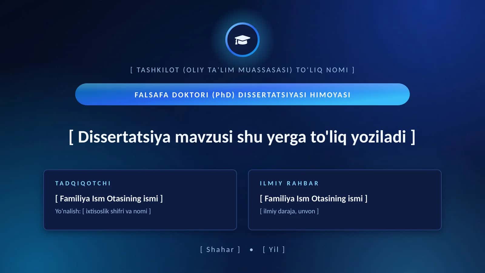 phd taqdimot shabloni premium moviy uslubda