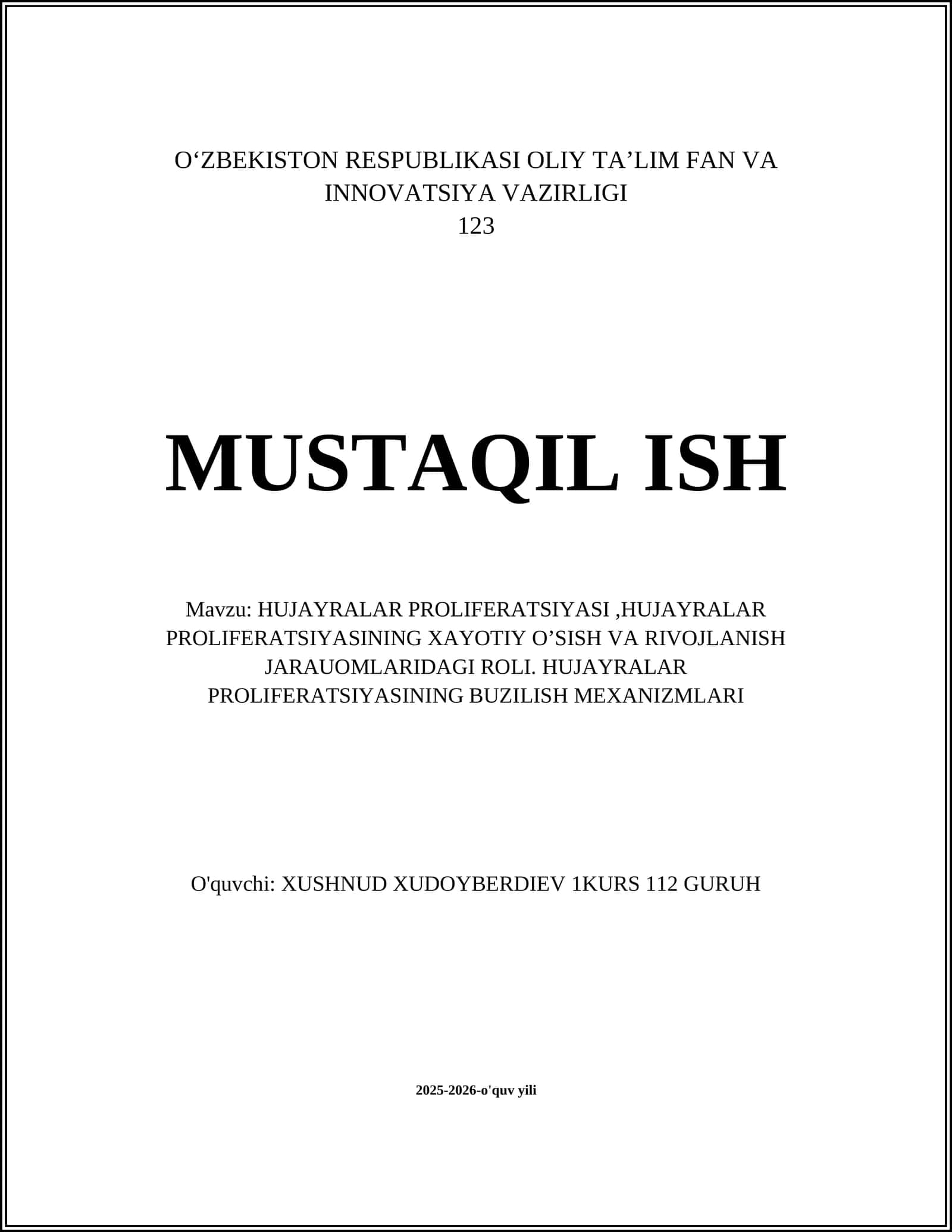 HUJAYRALAR PROLIFERATSIYASI