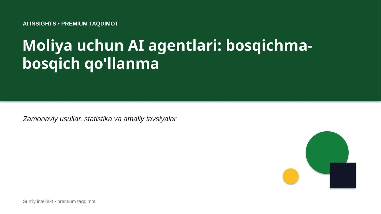 Sun'iy Intellekt Agentlari Moliya Uchun