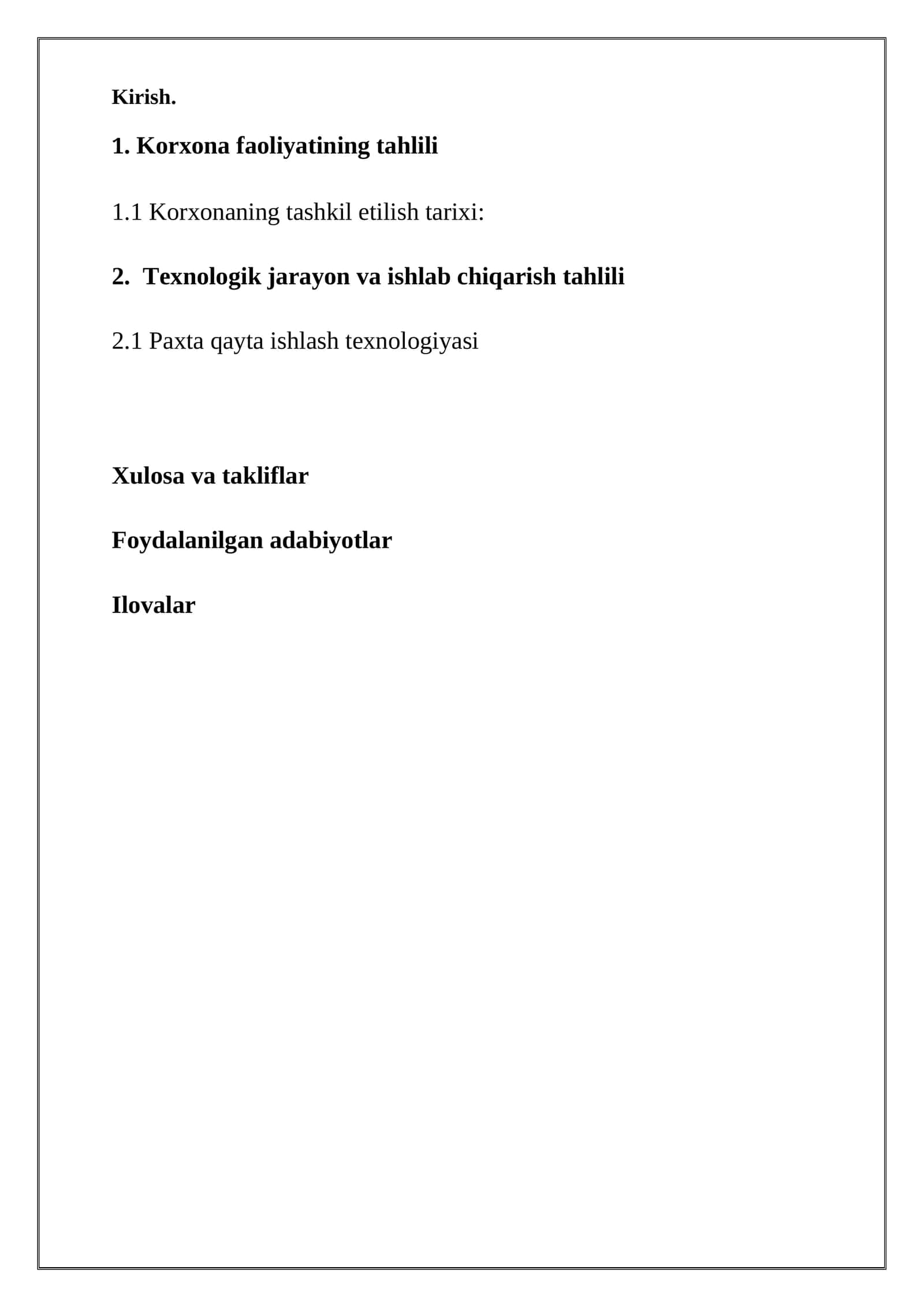 Paxta qayta ishlash texnologiyasi
