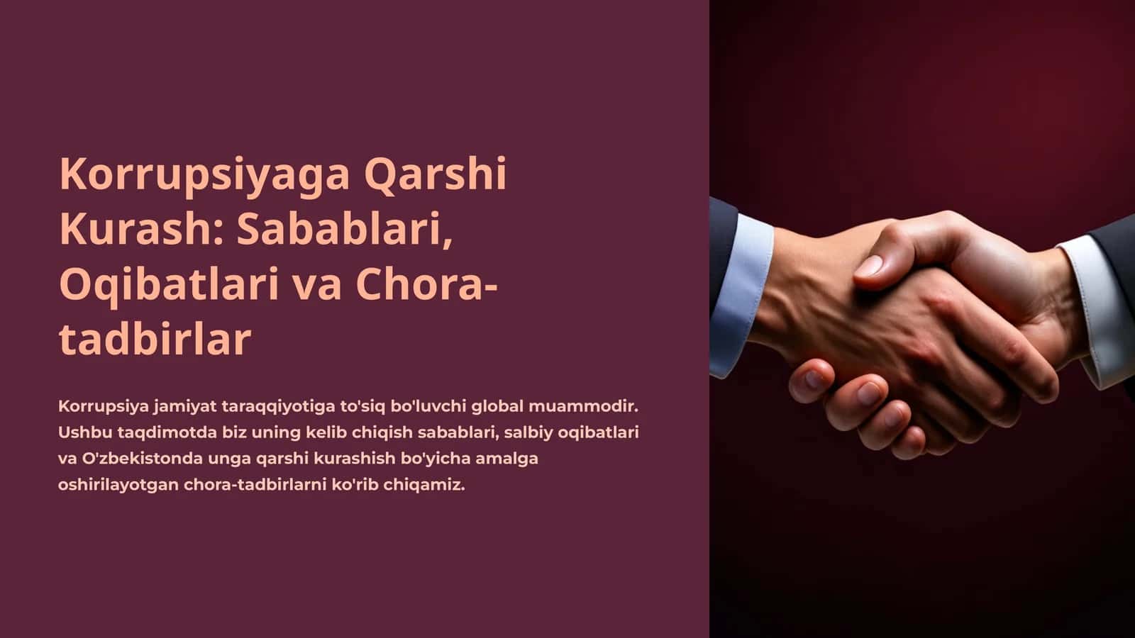 Korrupsiyaga Qarshi Kurash: Sabablari, Oqibatlari va Chora-tadbirlar