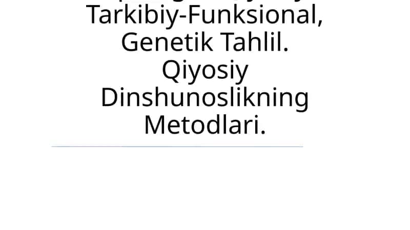 Dinlarni Tadqiq Etish Metodologiyasi
