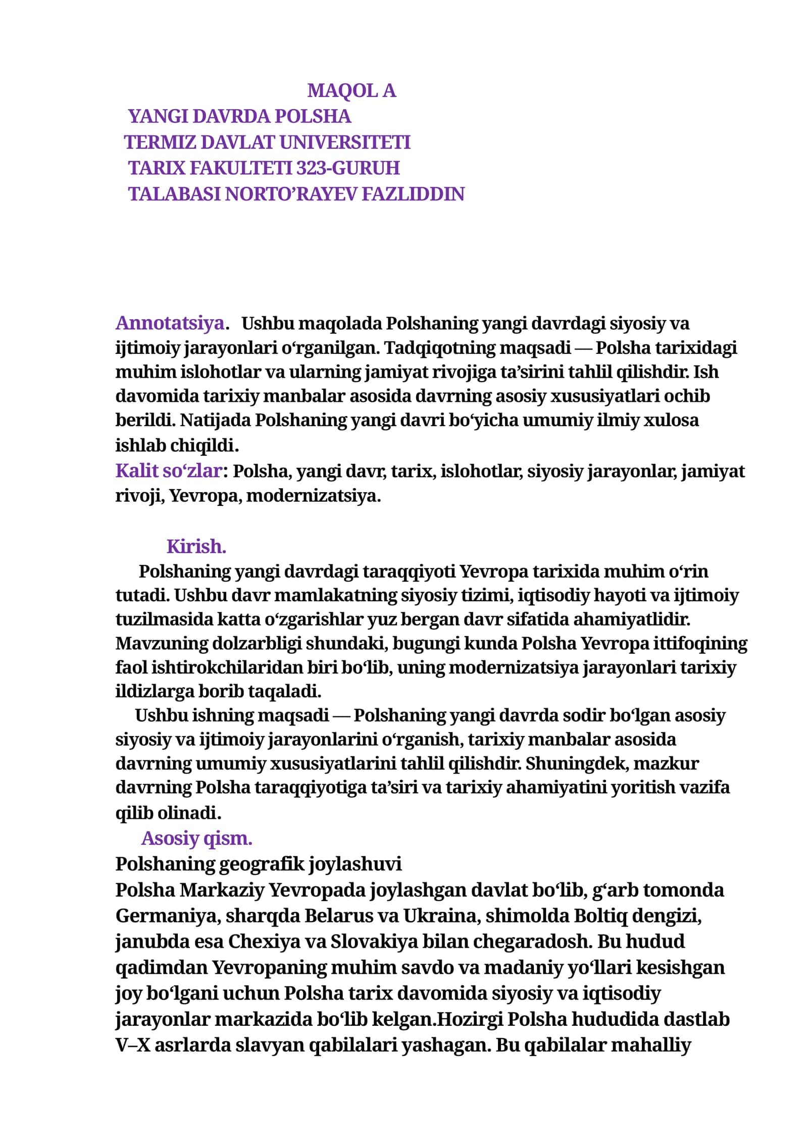 YANGI DAVRDA POLSHA